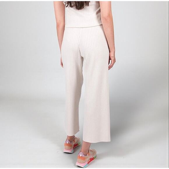 Vince Comfy Cropped Wide Ribbed Pants in Off White - Picture 2 of 8